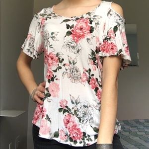 Floral cold shoulder tshirt